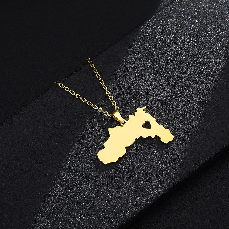 Collana con Pendente Geometrico in Acciaio Inossidabile con Ciondolo in Acciaio al Titanio, Finitura Galvanizzata, Catena a O, Accessorio Moda Unisex