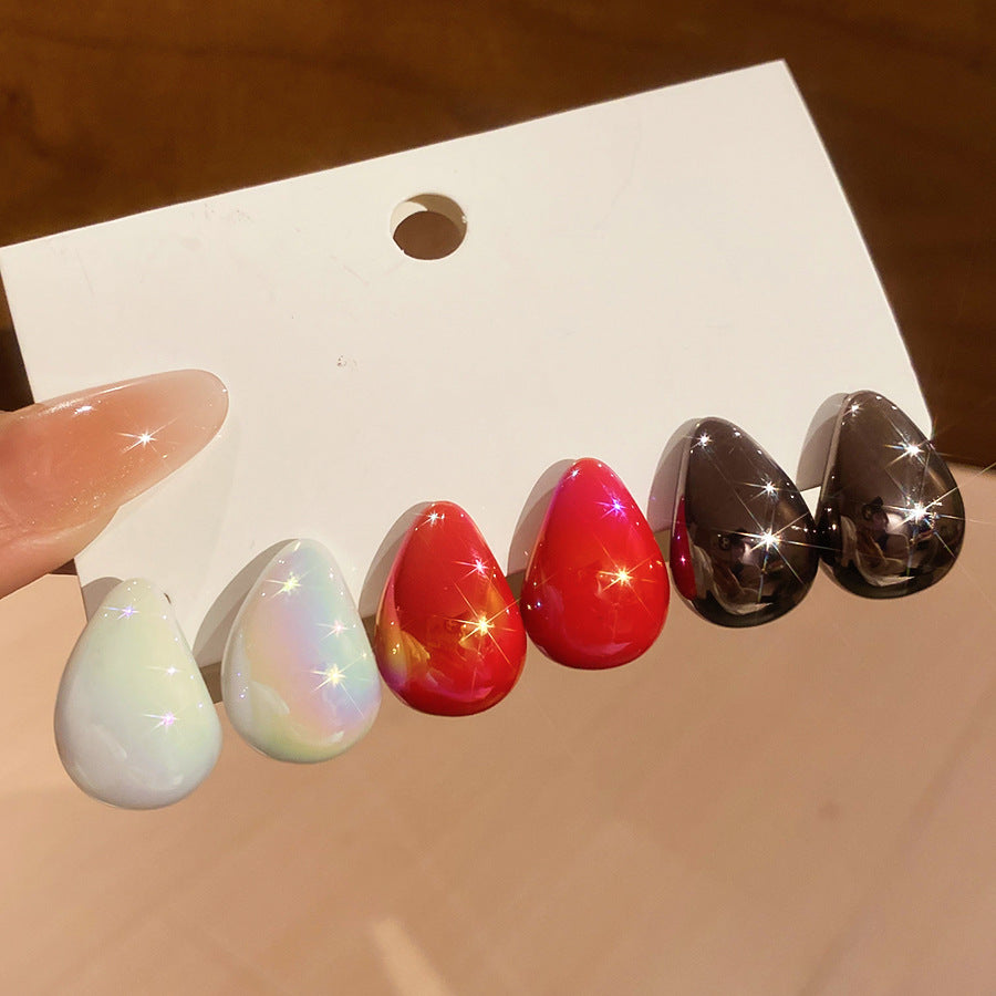 Orecchini a perno a goccia in acrilico iridescente da donna, stile minimalista moderno, alla moda per tutti i giorni, gioielli leggeri e lussuosi
