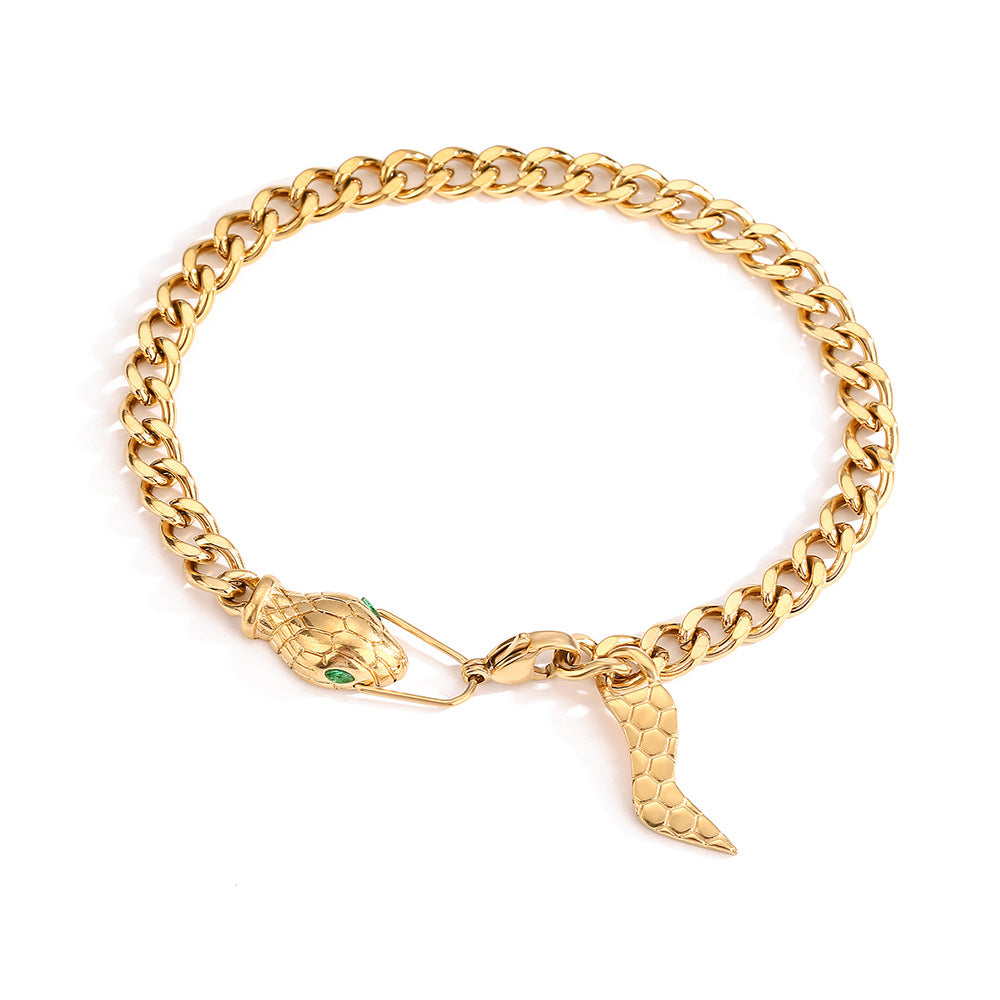 Collar Minimalista de Acero de Titanio con Forma de Serpiente y Baño de Oro de 18K para Mujer