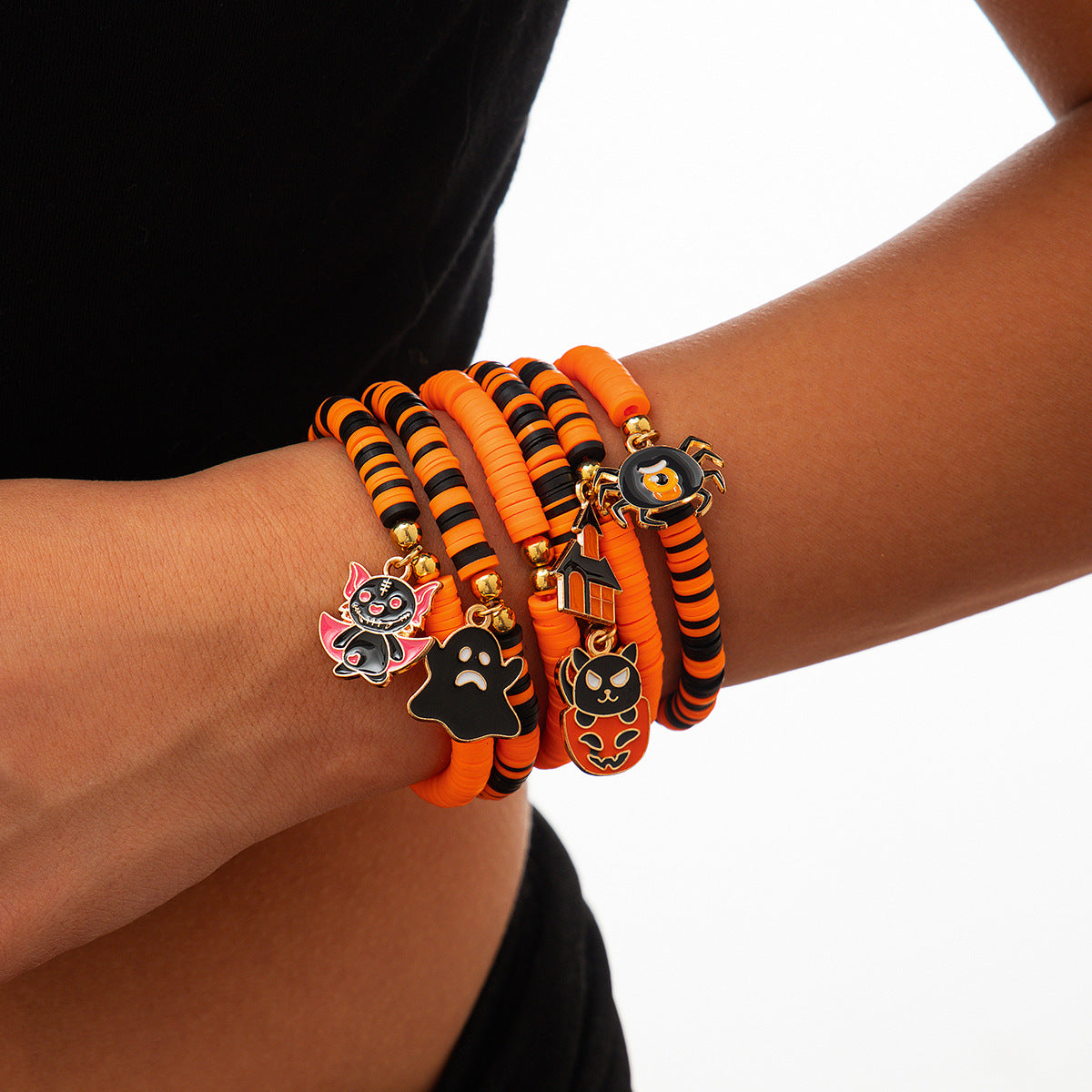 Halloween Pumpkin Ghost Witch Acrylic Resin Plated Bracelet for Women