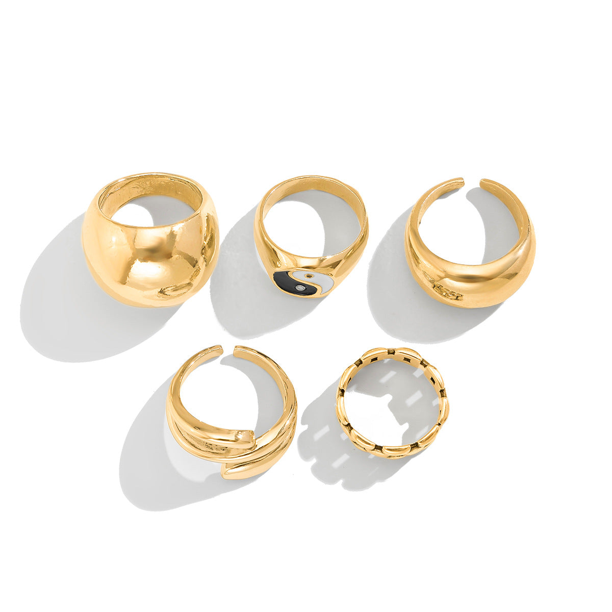 Minimalist Geometric Alloy Plated Ring Set for Women