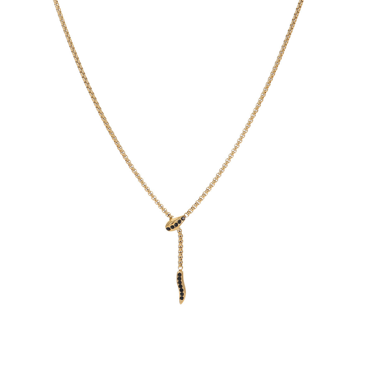 Collana da donna alla moda a forma di serpente in acciaio inossidabile con intarsi in zircone, finitura placcata, catena clavicola minimalista