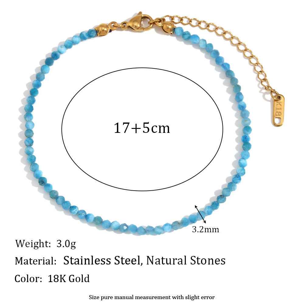 Elegant Geometric Stainless Steel 18K Gold Plated Natural Opal Bracelet for Women