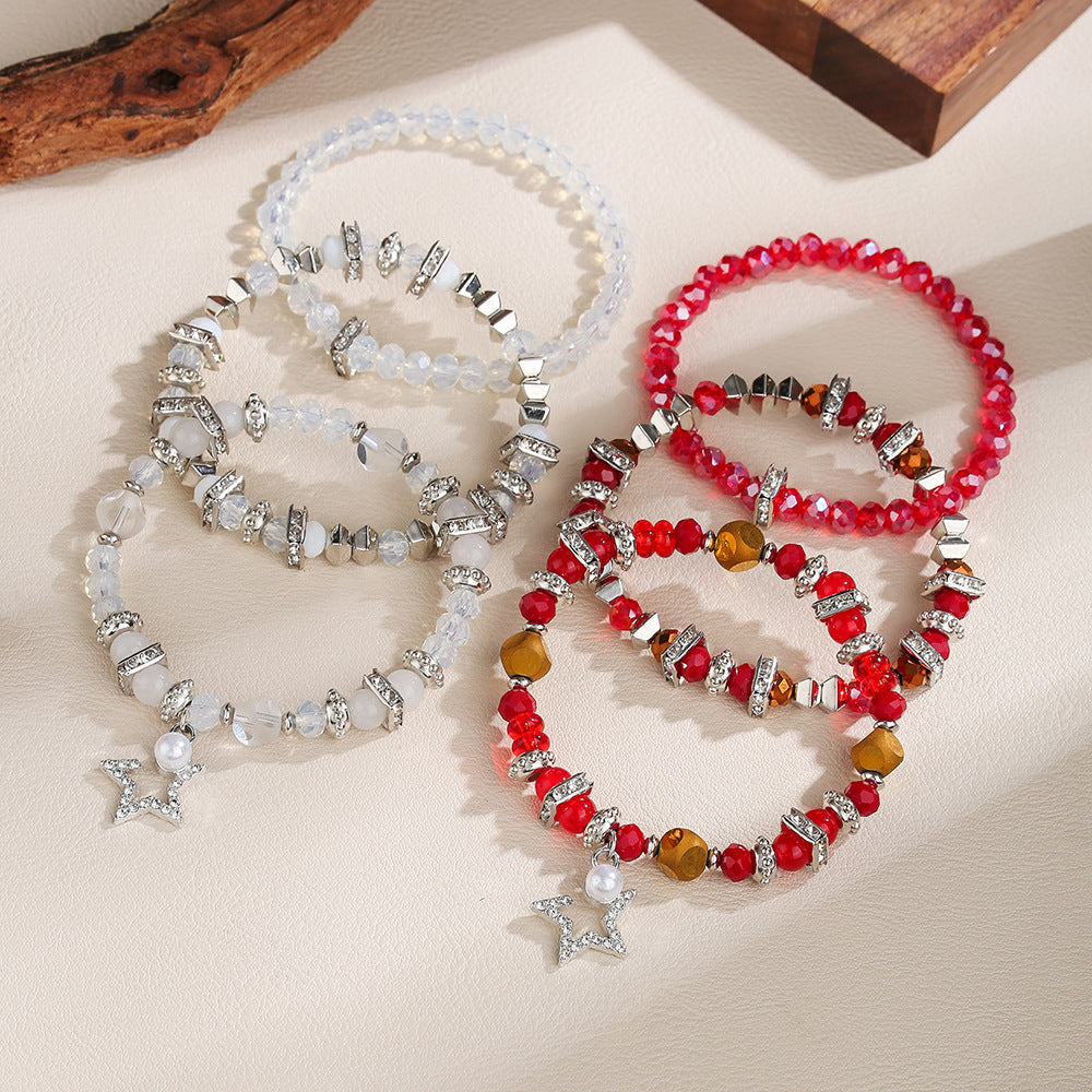 Bohemian Ethnic Star Geometric Glass Alloy Handmade Crystal Beaded Bracelet for Women