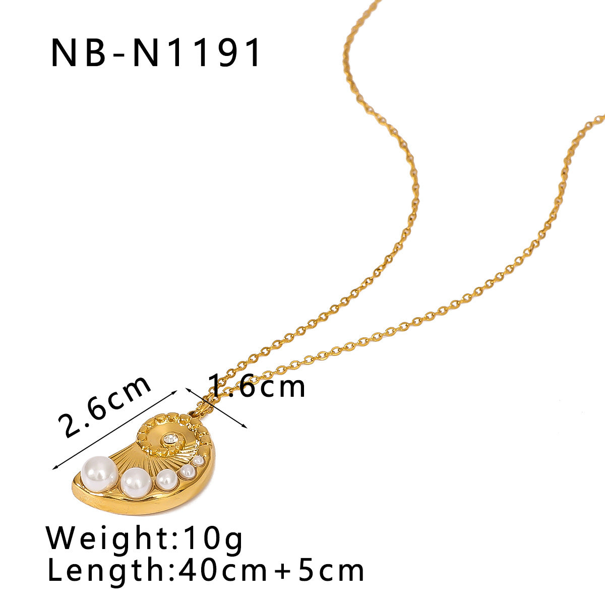 Minimalist Seashell-Shaped Titanium Steel Pendant Necklace Set with Rhinestone Inlay and Pearl Accents on O-Chain