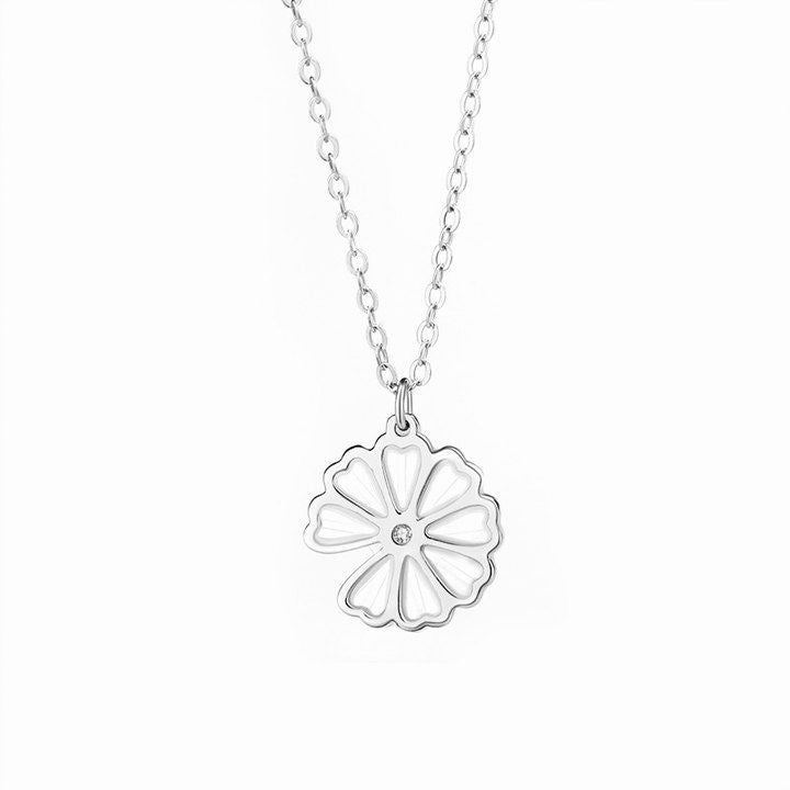 Minimalist Elegant Titanium Steel Plated Daisy Flower Necklace for Women and Men