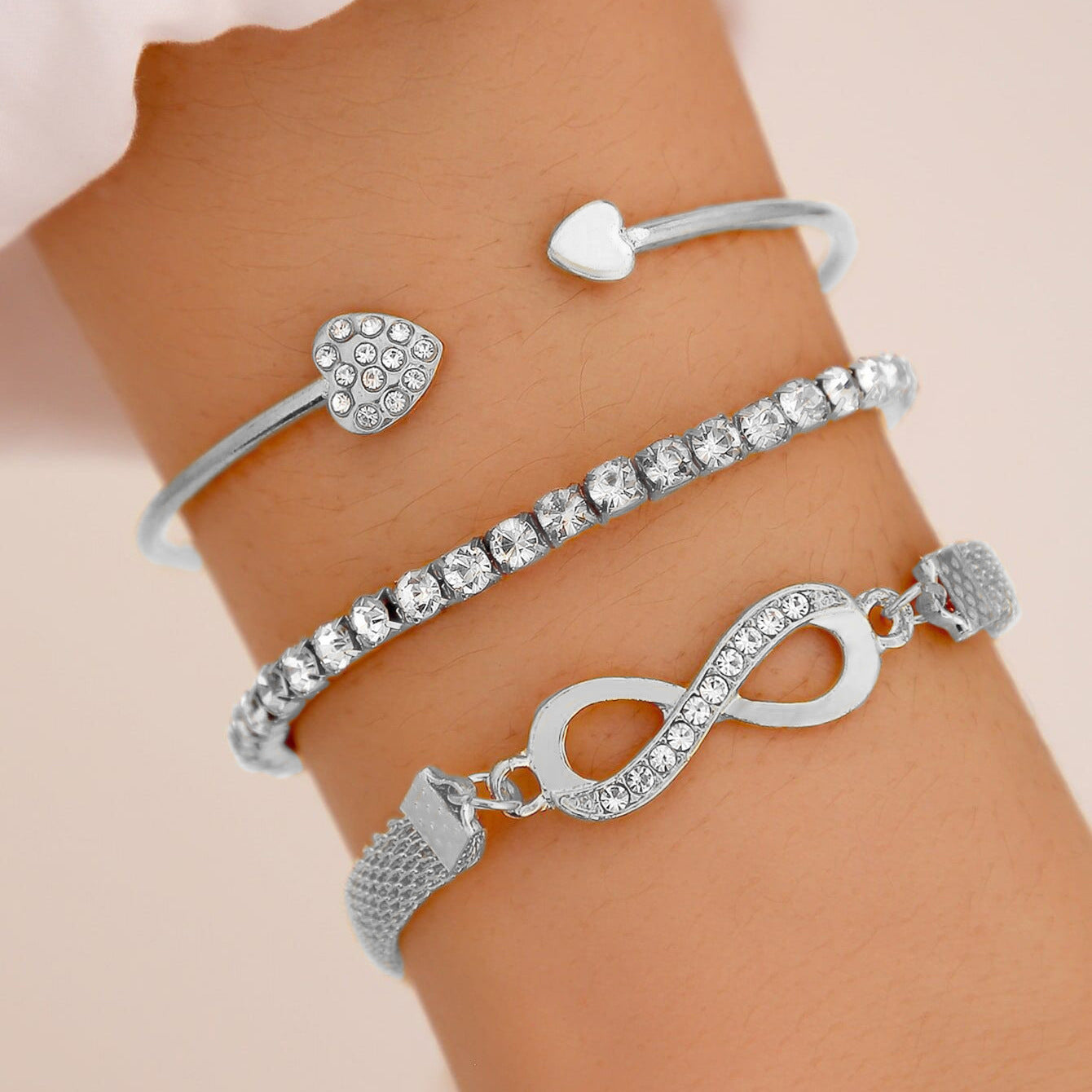 Punk Geometric Round Plated Iron Rope Chain Bracelet Set