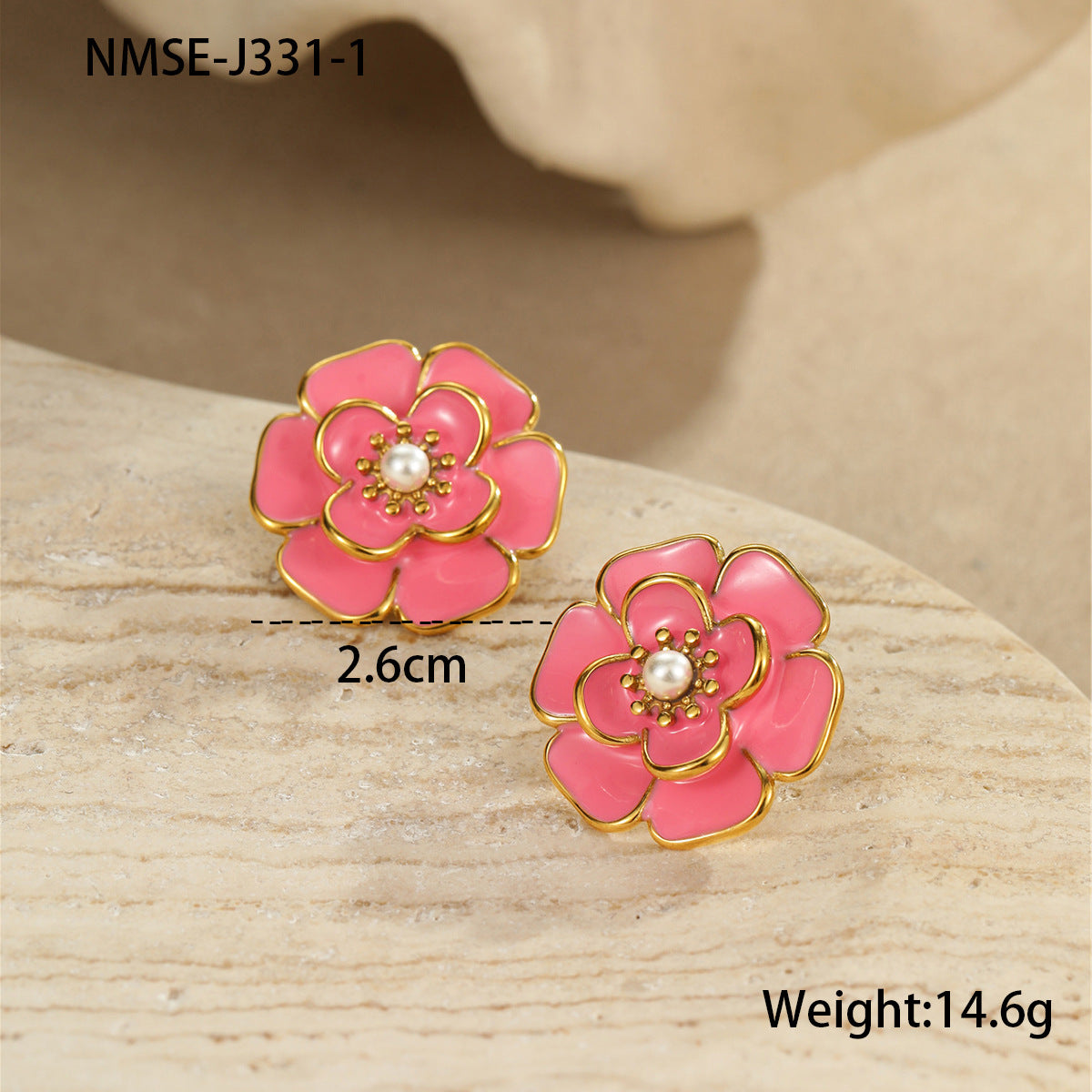 Collar de Acero Inoxidable con Baño de Oro de 18K con Flor de Esmalte en Forma de Camelia Estilo OL de Moda para Mujer