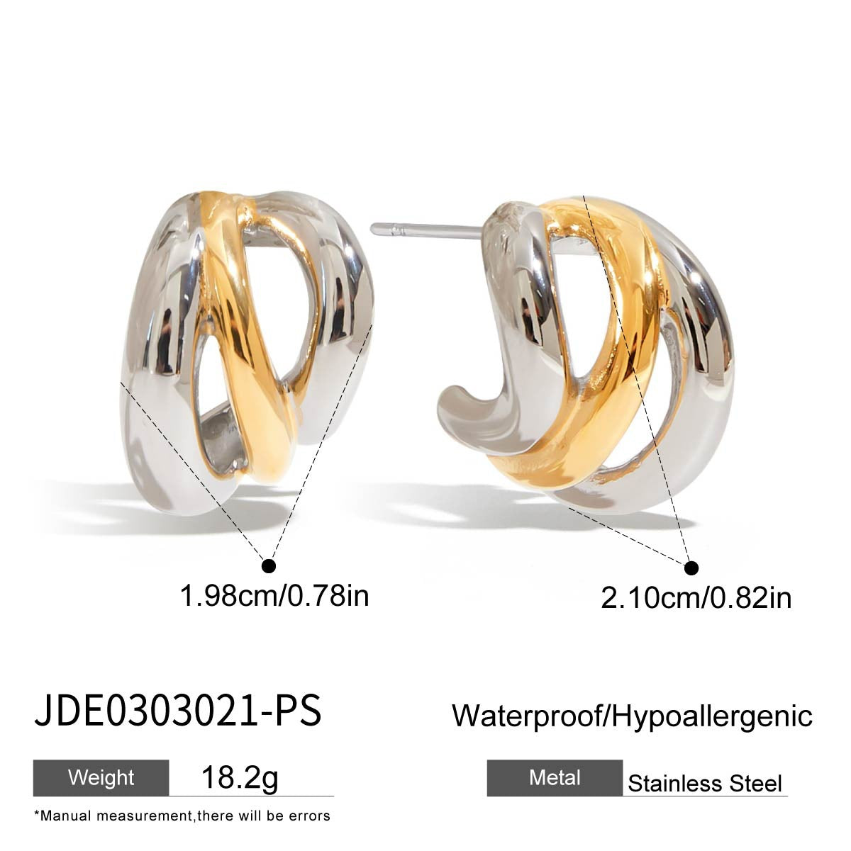 Minimalist Geometric C-Shape Plated Stainless Steel Earrings for Women