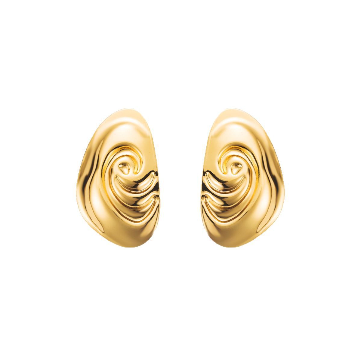 Vintage Lightweight 18K Gold Plated Geometric Spiral Stainless Steel Stud Earrings for Women