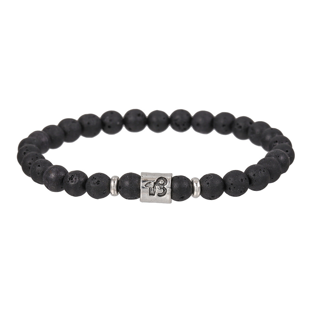 Handmade Geometric Round Volcanic Stone Bracelet for Unisex