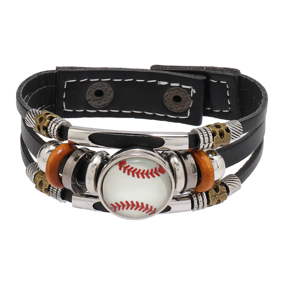 Geometric Leather Bracelet Unisex Sports Fan Gift