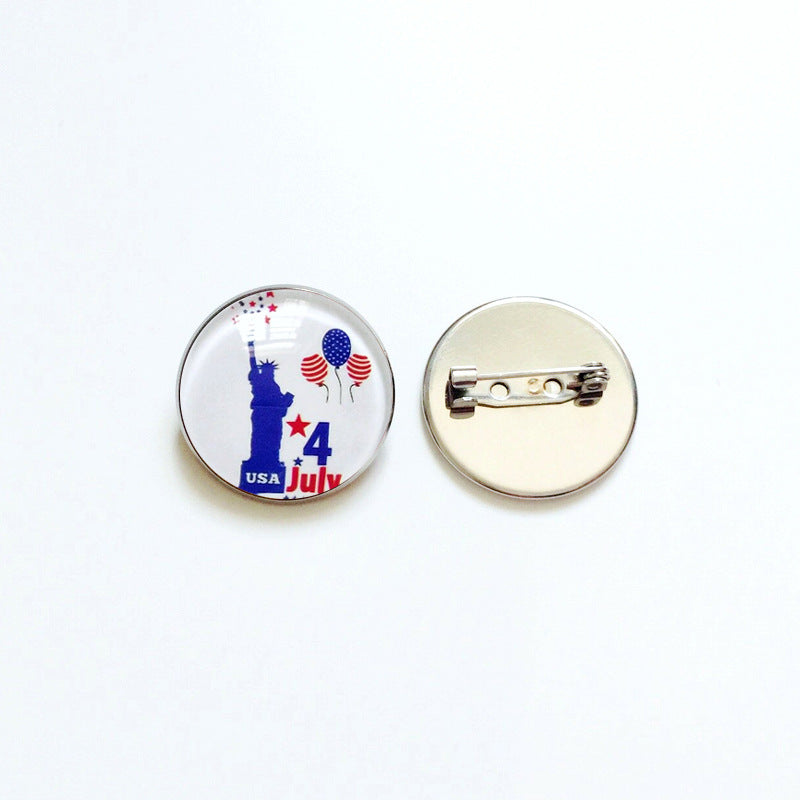 Spilla da Bavero Tonda in Acciaio Inossidabile con Gemma Incastonata Accessorio Unisex Business