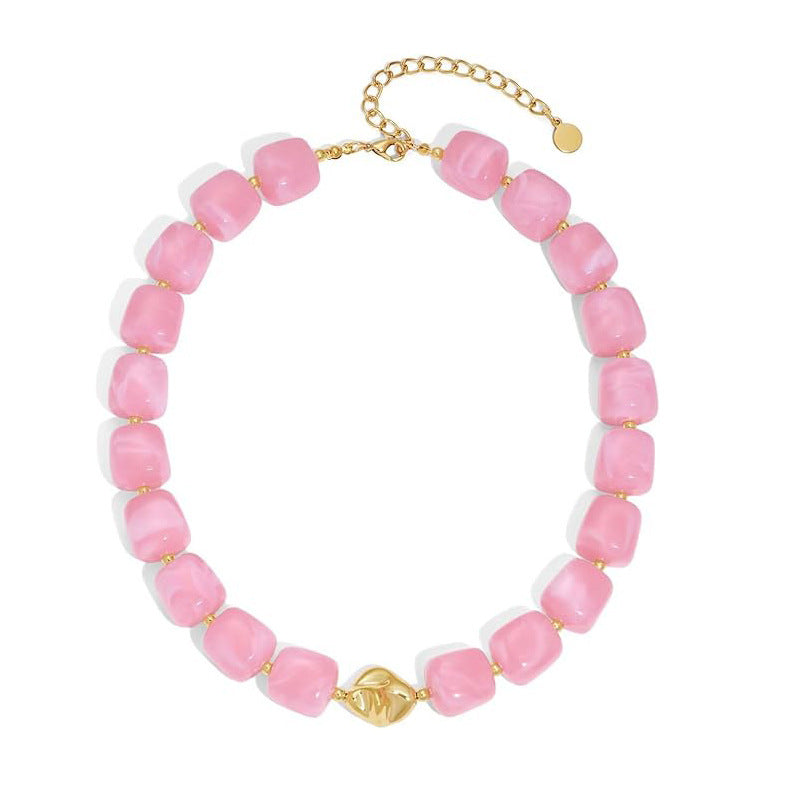 Casual Geometric Resin Polished Necklace for Women