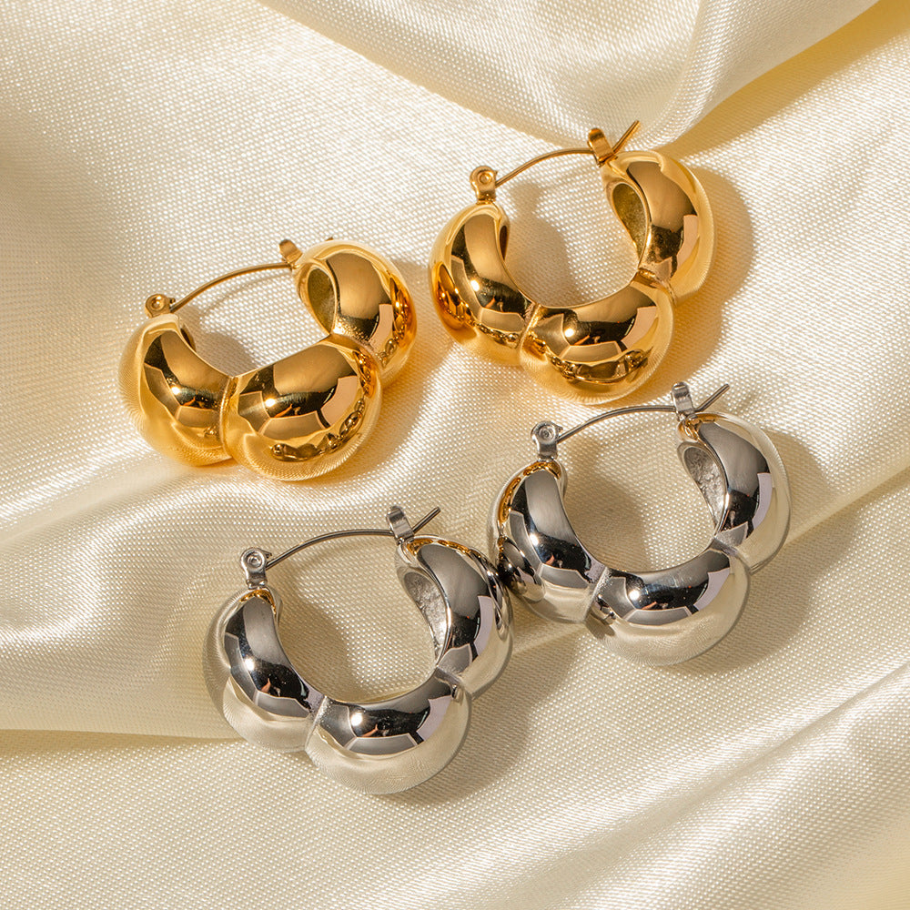 Minimalist 18K Gold Plated Stainless Steel Geometric Three-Half-Sphere Earrings for Women