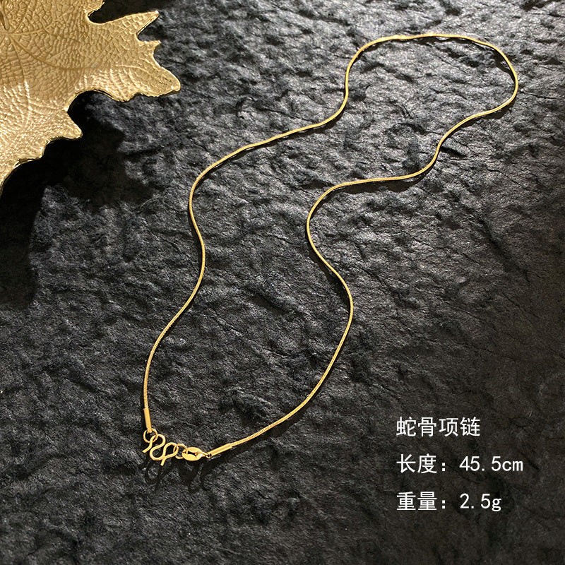Minimalist Gold Plated Titanium Steel Beaded Necklace Round Pendant Unisex