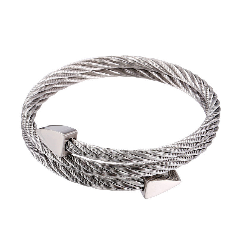 Vintage Geometric Square Plated Stainless Steel Bracelet for Men and Women