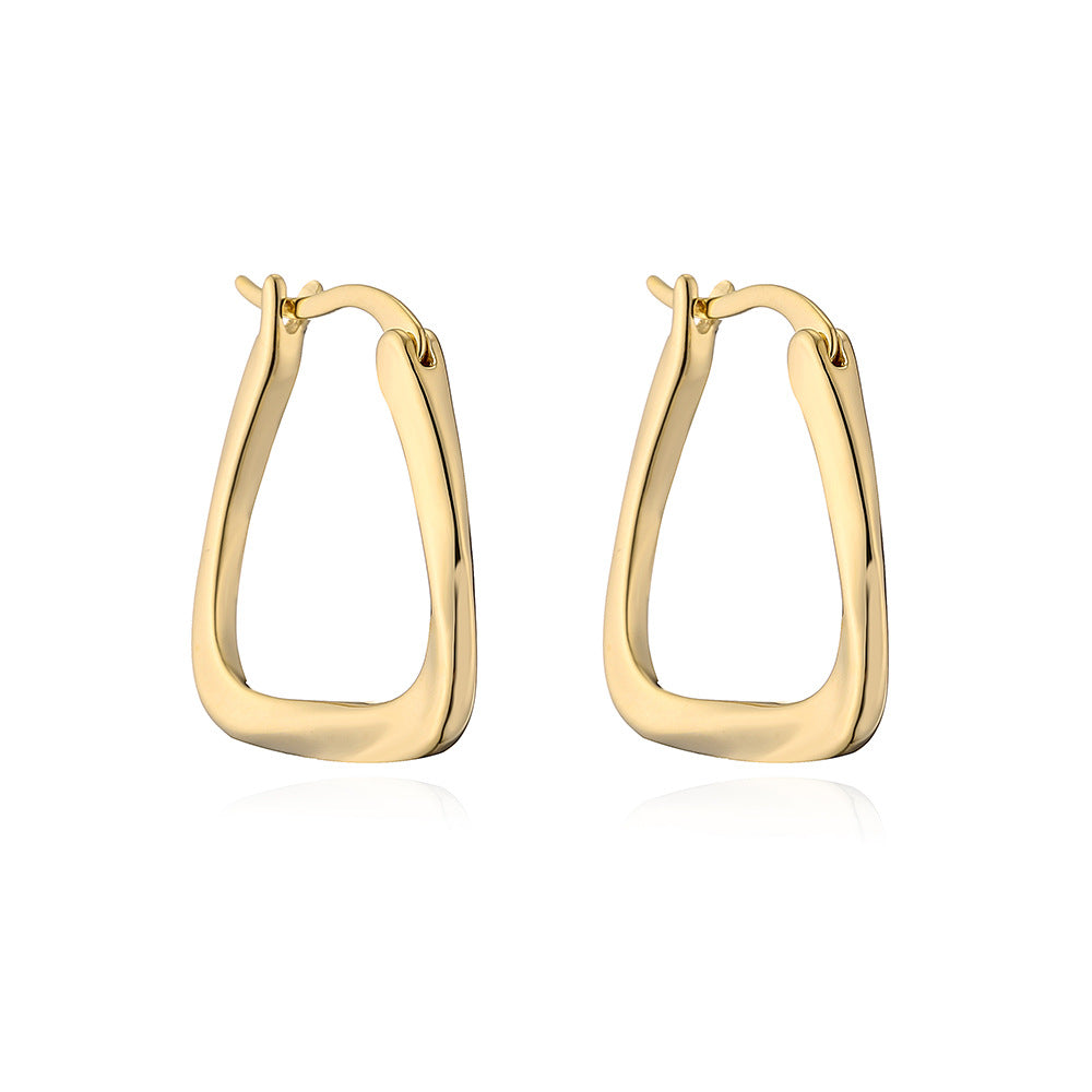 Minimalist Geometric Earrings in Copper with Gold Plating for Everyday Wear