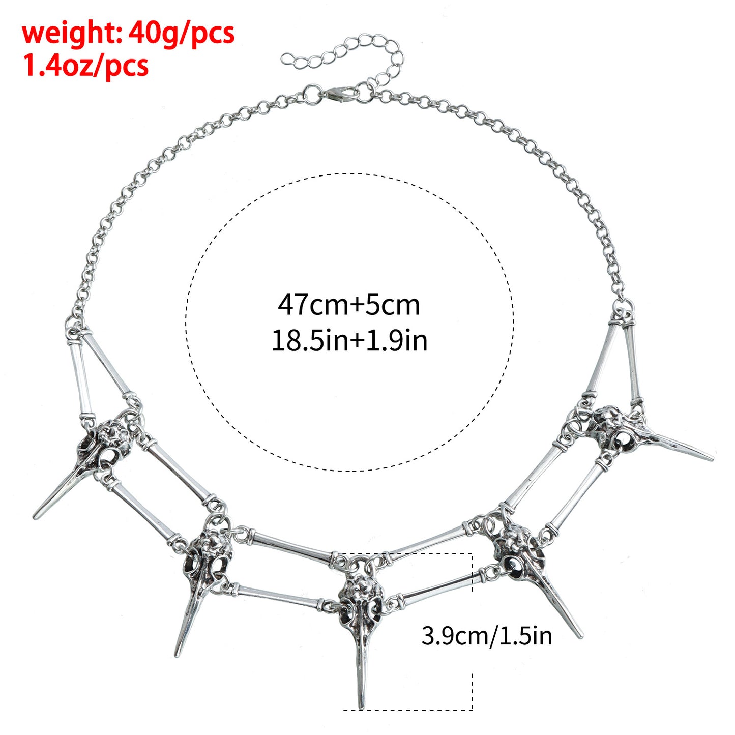 Gothic Vintage Bird Skull Pendant Necklace in Alloy with Plated Finish for Women