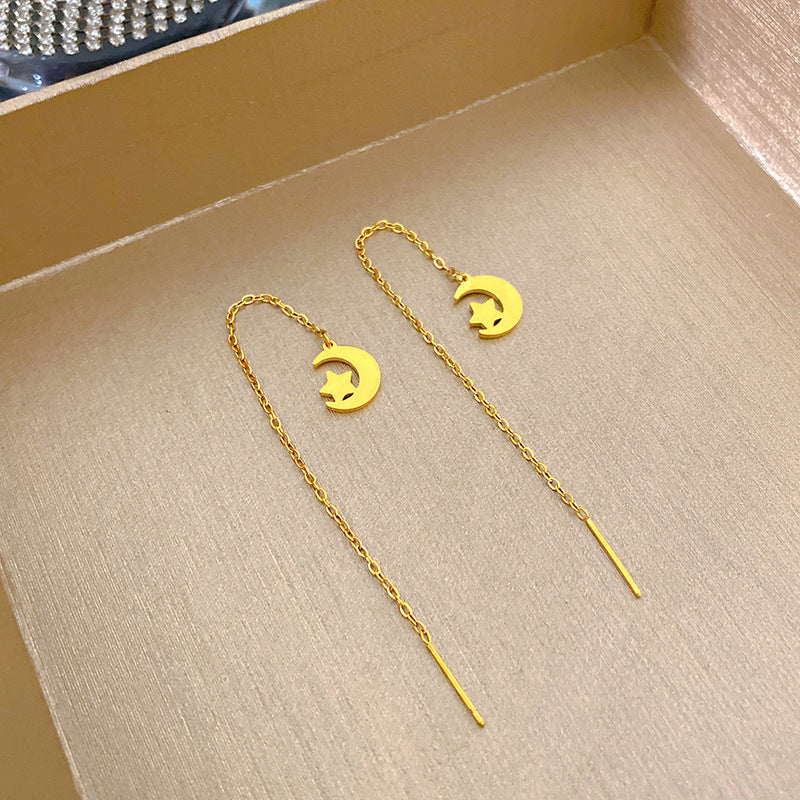 Minimalist Elegant Floral Titanium Steel Drop Earrings for Women