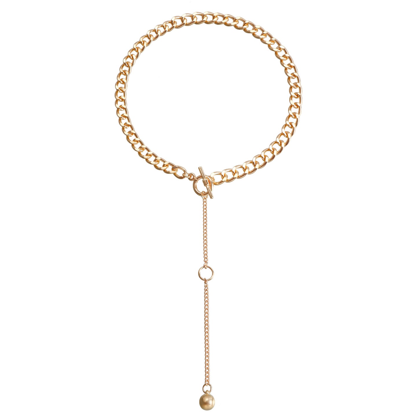 Geometric Style Long Tassel Necklace with Electroplated Metal Chain for Women Fashion Casual Wear