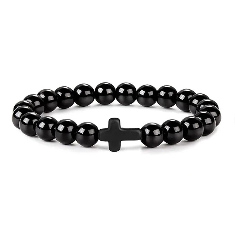 Minimalist Geometric Tiger Eye Turquoise Obsidian Beaded Bracelet Unisex Handmade Jewelry