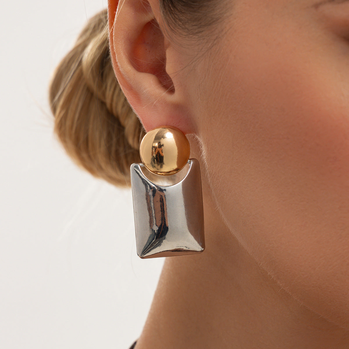 Minimalist Elegant Geometric Square Round Plated Zinc Alloy Earrings for Women