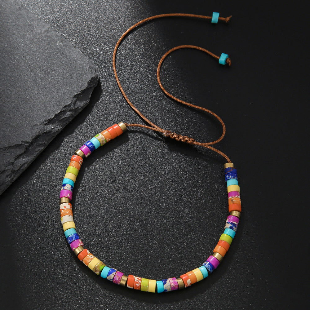 Bohemian Handmade Beaded Turquoise and Agate Bracelet for Unisex