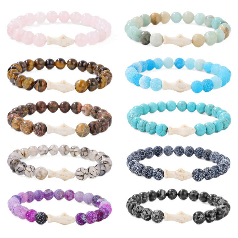Minimalist Sweet Natural Turquoise Crystal Agate Animal Beaded Stretch Bracelet