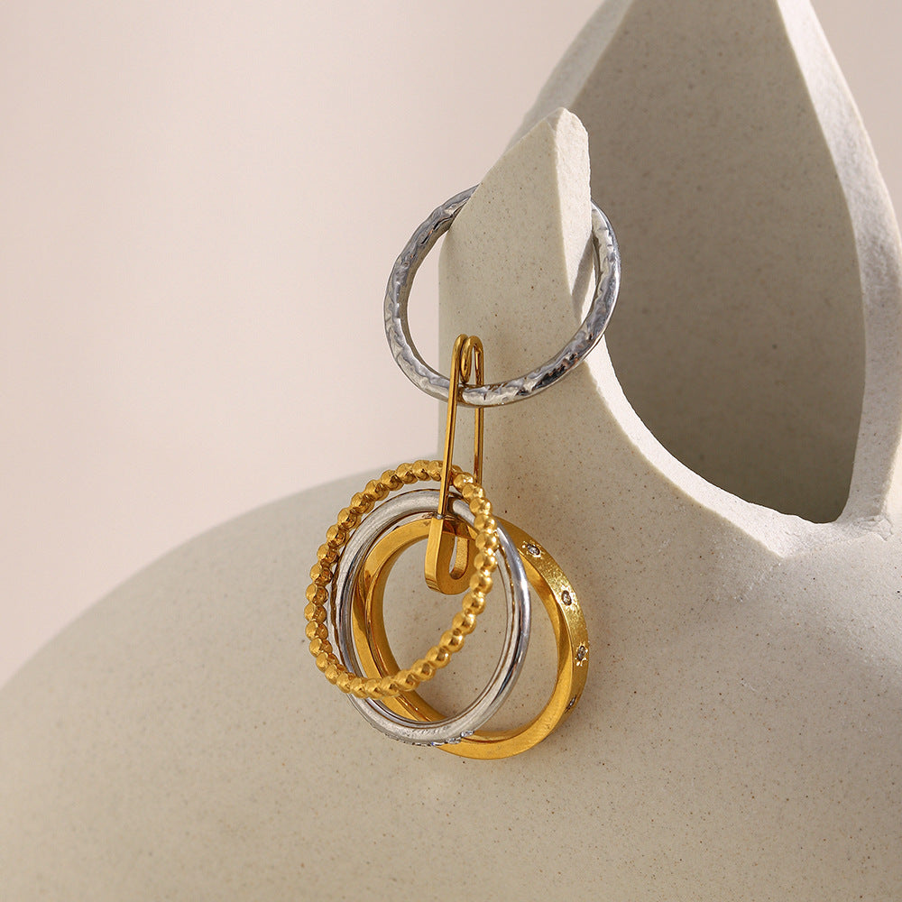 Anello geometrico minimalista in acciaio inossidabile con placcatura in oro 18 carati per impilare, anello di lusso da donna