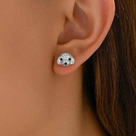 Pendientes de Cobre Minimalistas con Forma de Animal y Circonitas Incrustadas para Mujer