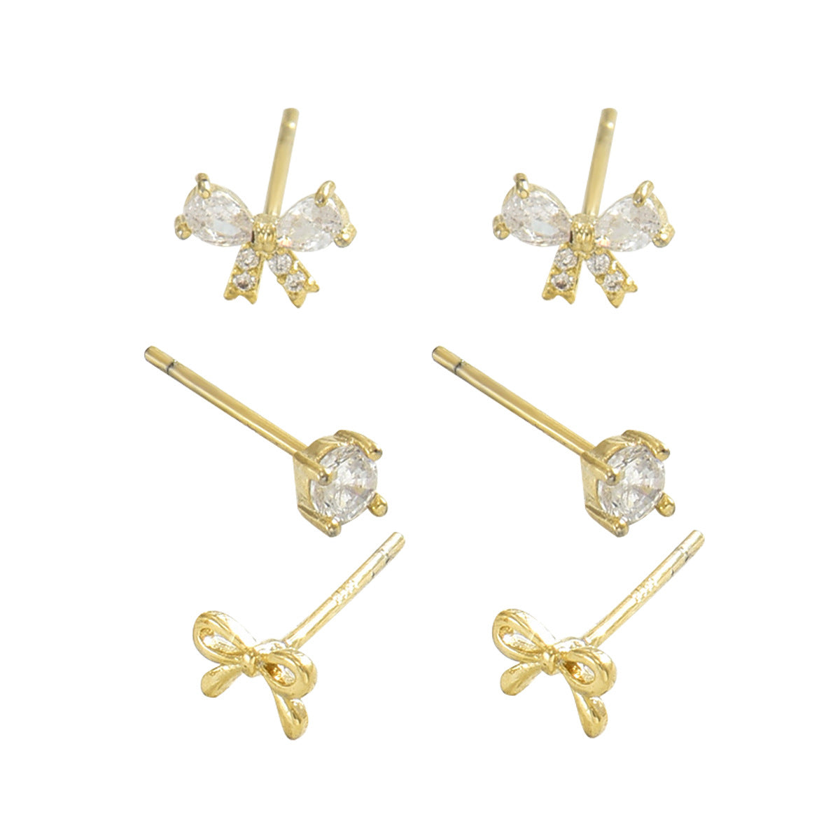 Pendientes de Cobre en Forma de Lazo Dulces y Minimalistas con Circonitas para Mujer