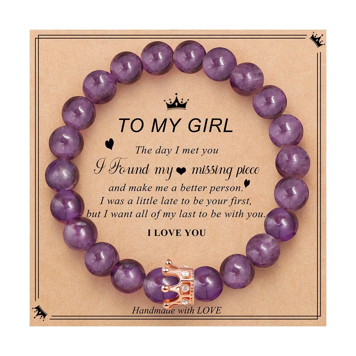 Elegant Crown Brass Bracelet with Natural Agate and Rhodochrosite Beads for Women