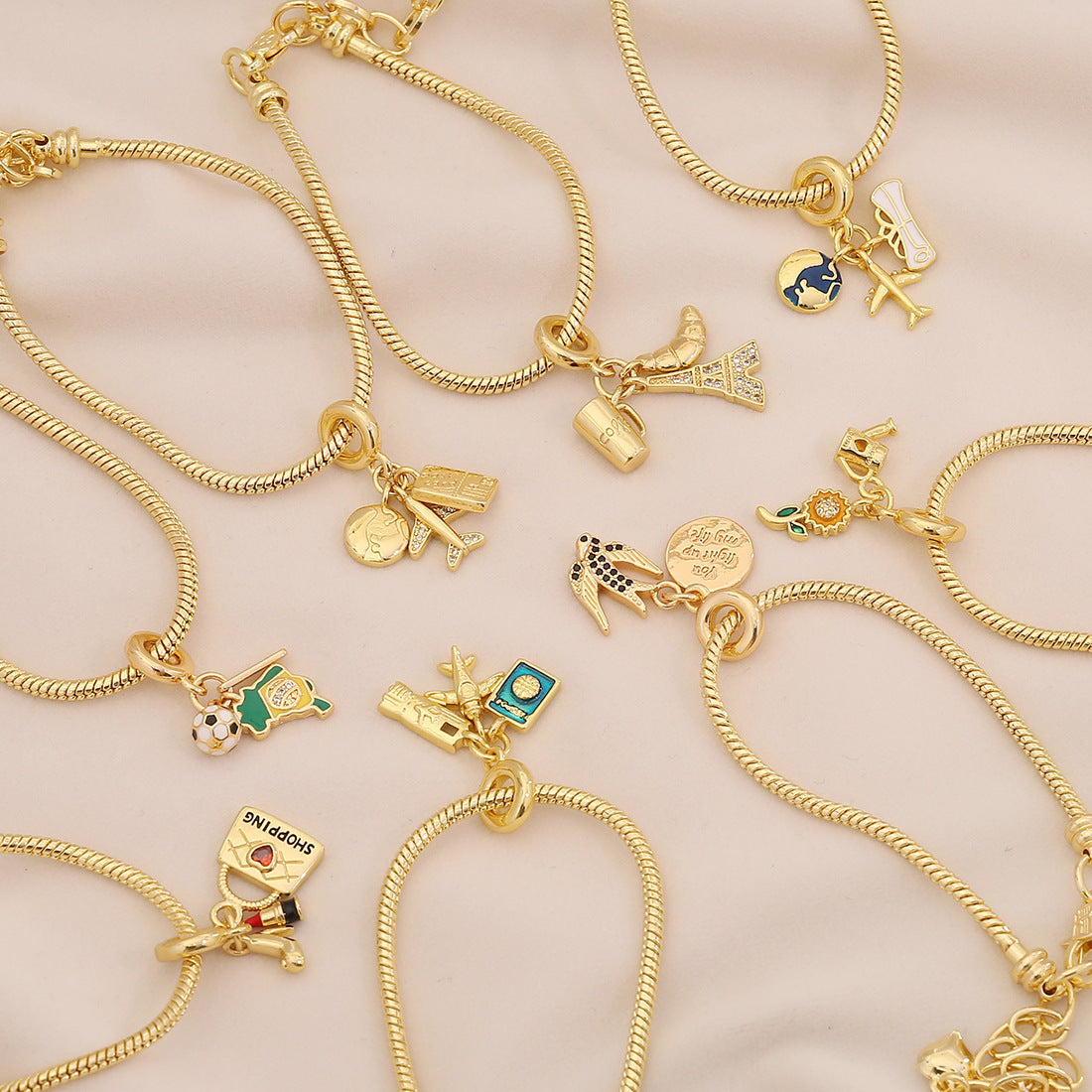 Plated Brass Universe Charm Bar Bracelet Unisex DIY Jewelry