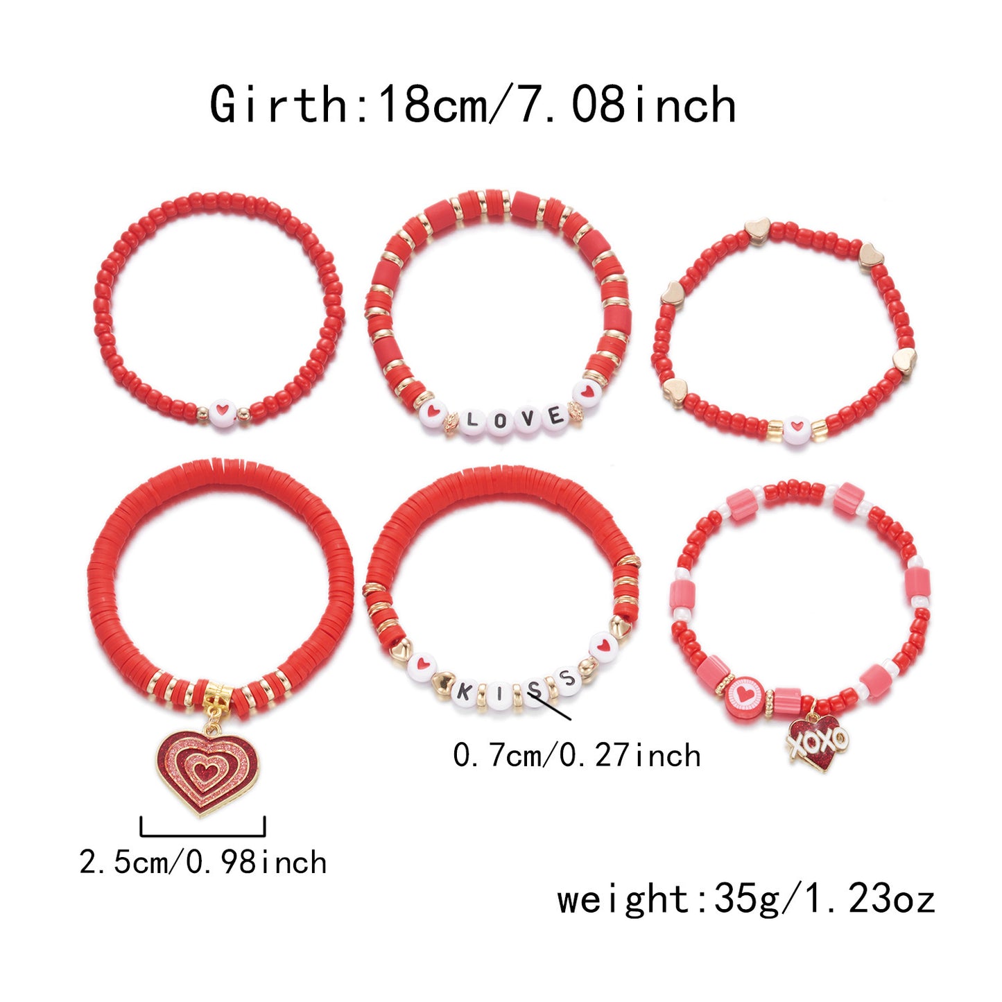 Pink XO Resin Heart Geometric Bracelet