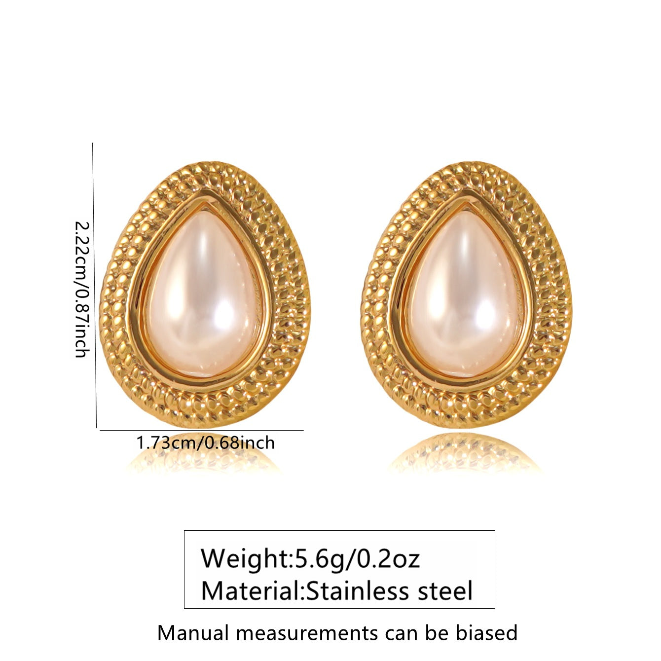 Vintage Geometric Oval Pearl Plated Stainless Steel Earrings for Women