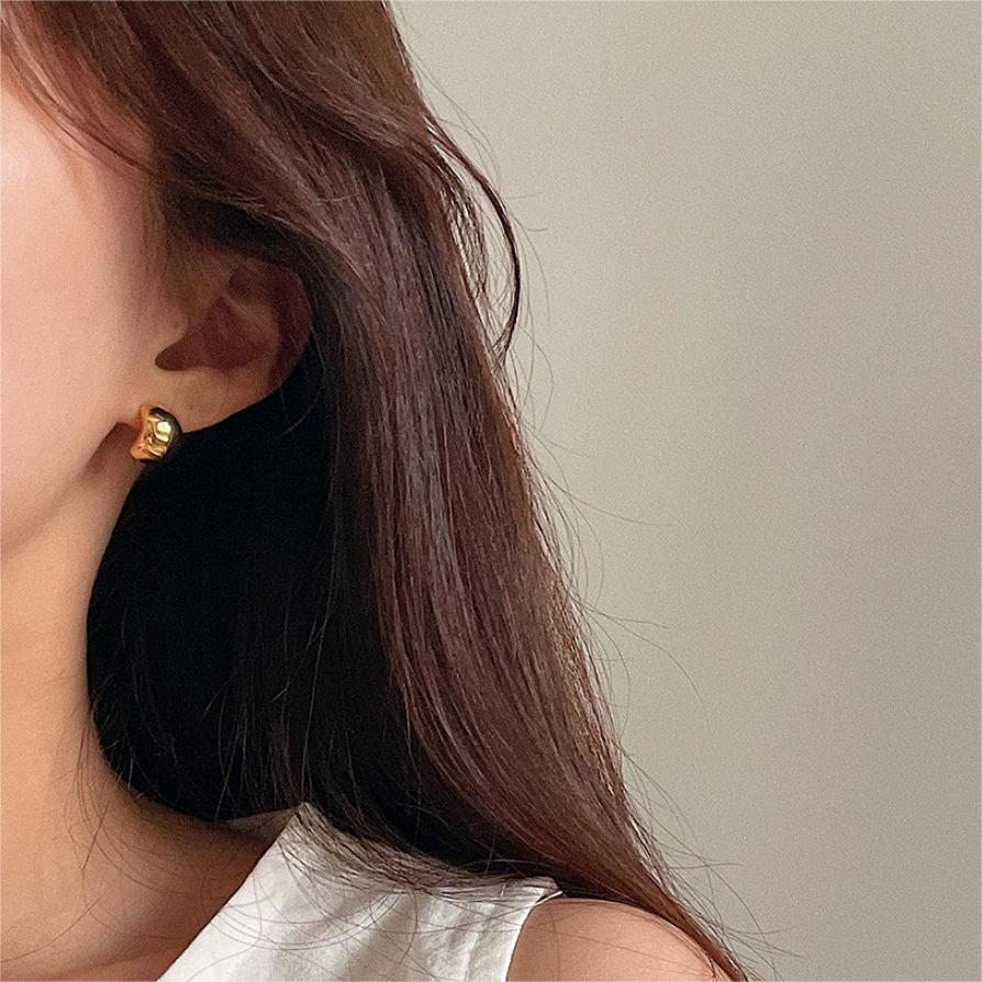 Minimalist Geometric Arc-Shaped 925 Sterling Silver Stud Earrings for Women