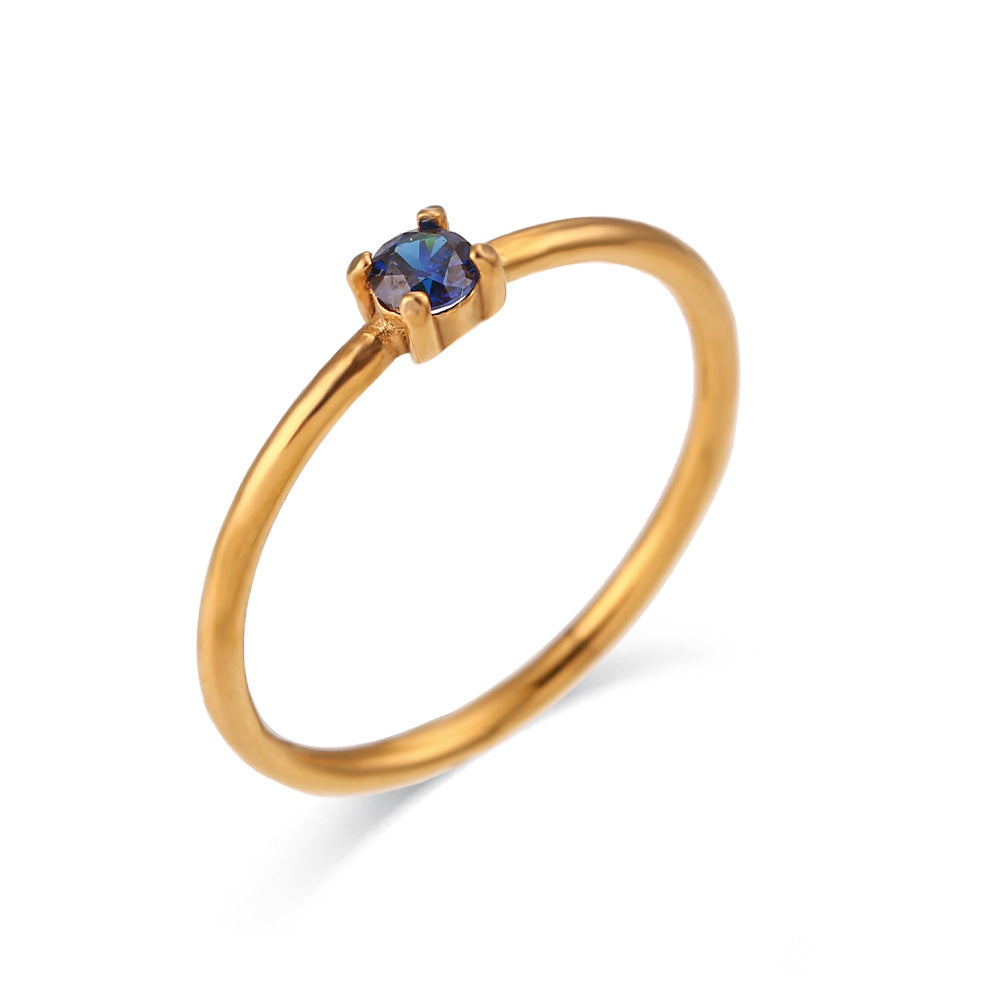 Minimalist Geometric Stainless Steel Plated 18K Gold Birthday Ring for Women