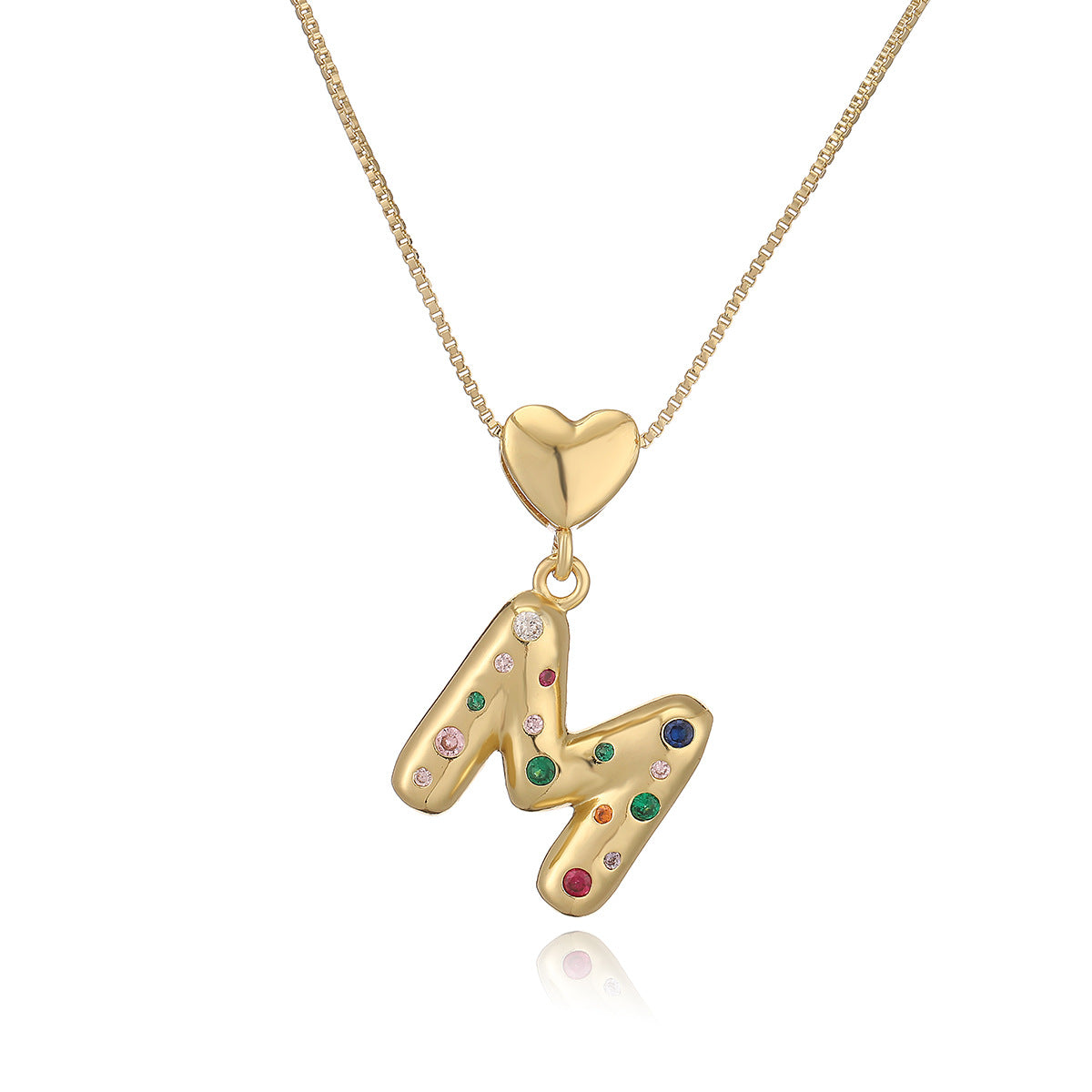 Collana Pendente Minimalista a Lettera in Rame Placcato Oro 18K con Intarsio di Zirconi per Donna