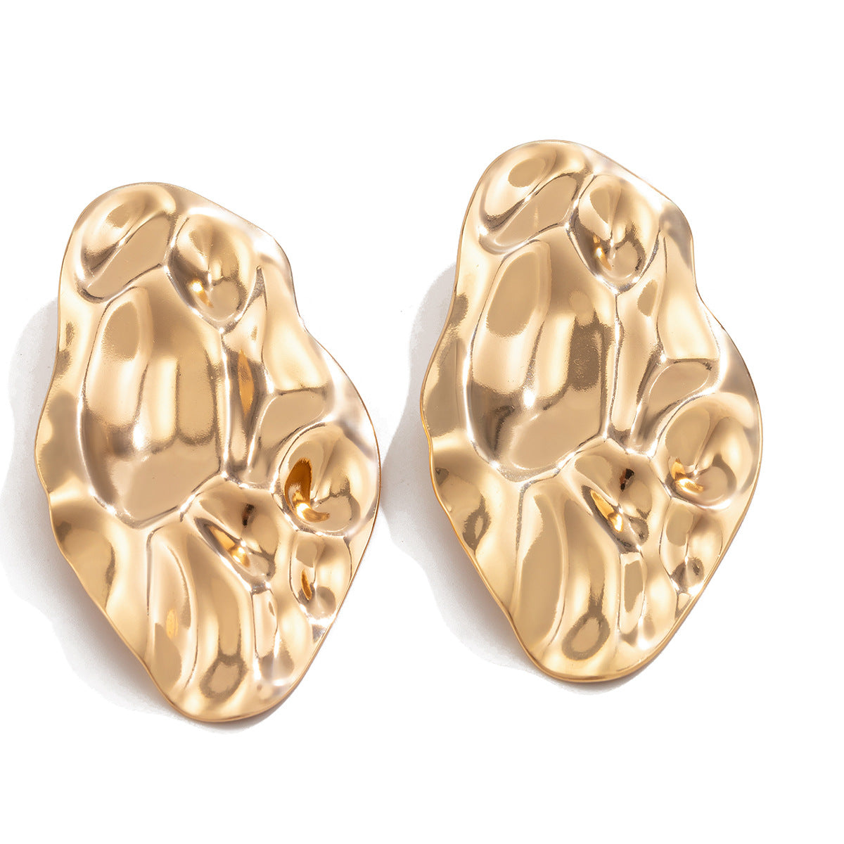 Geometric Textured Liquid Wave Earrings in Alloy with Electroplated Finish for Women