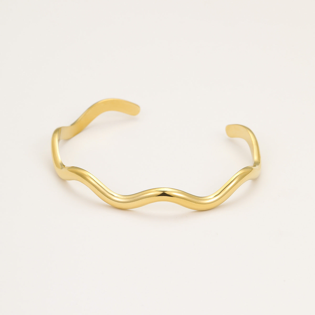 Minimalist Geometric Half-Circle Hollow Stainless Steel Bracelet with Plated Finish for Women