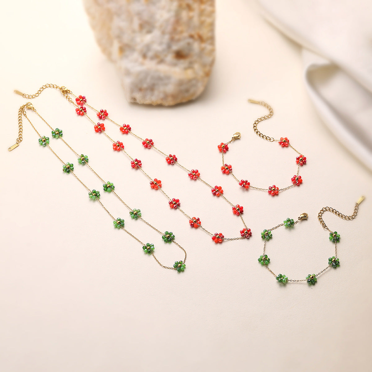 Minimalist Geometric Floral Stainless Steel Necklace for Women