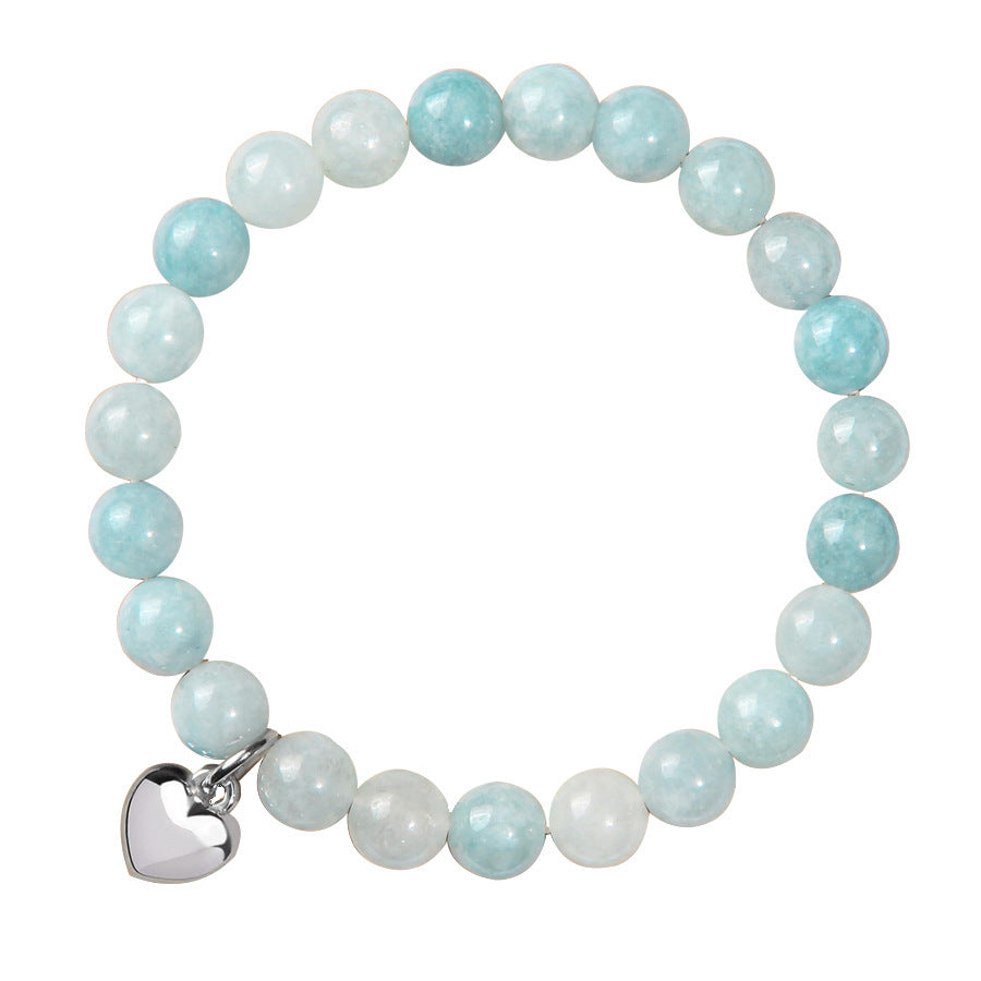 Heart Shape Tiger Eye Volcanic Stone White Pine Sandstone Beaded Bracelet Set Unisex