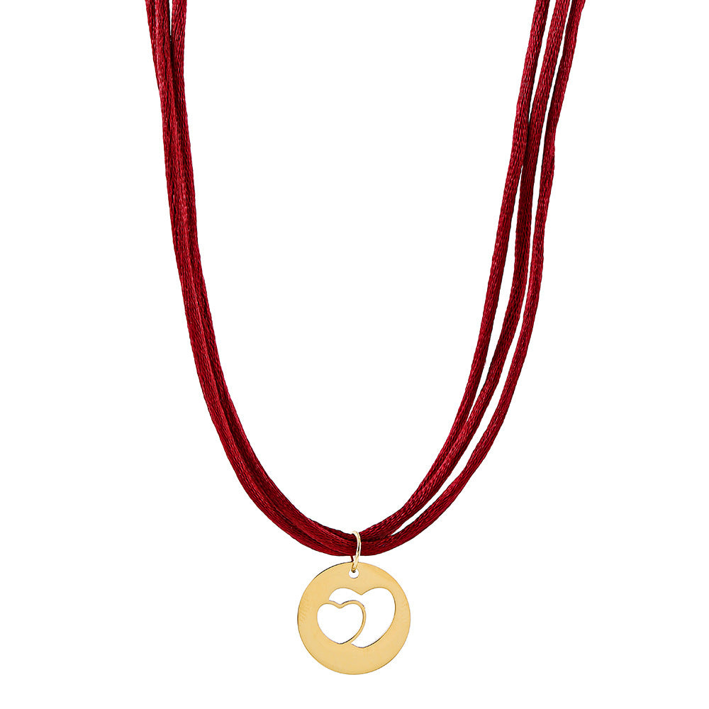 Heart Shaped Plated Alloy Pendant Titanium Steel Box Chain Necklace