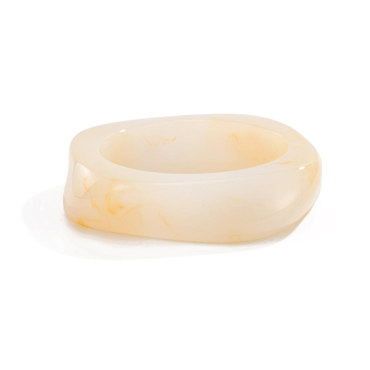 Irregular Marbled Resin Wide-Band Mirror-Finish Retro Bracelet for Women with Plated Finish