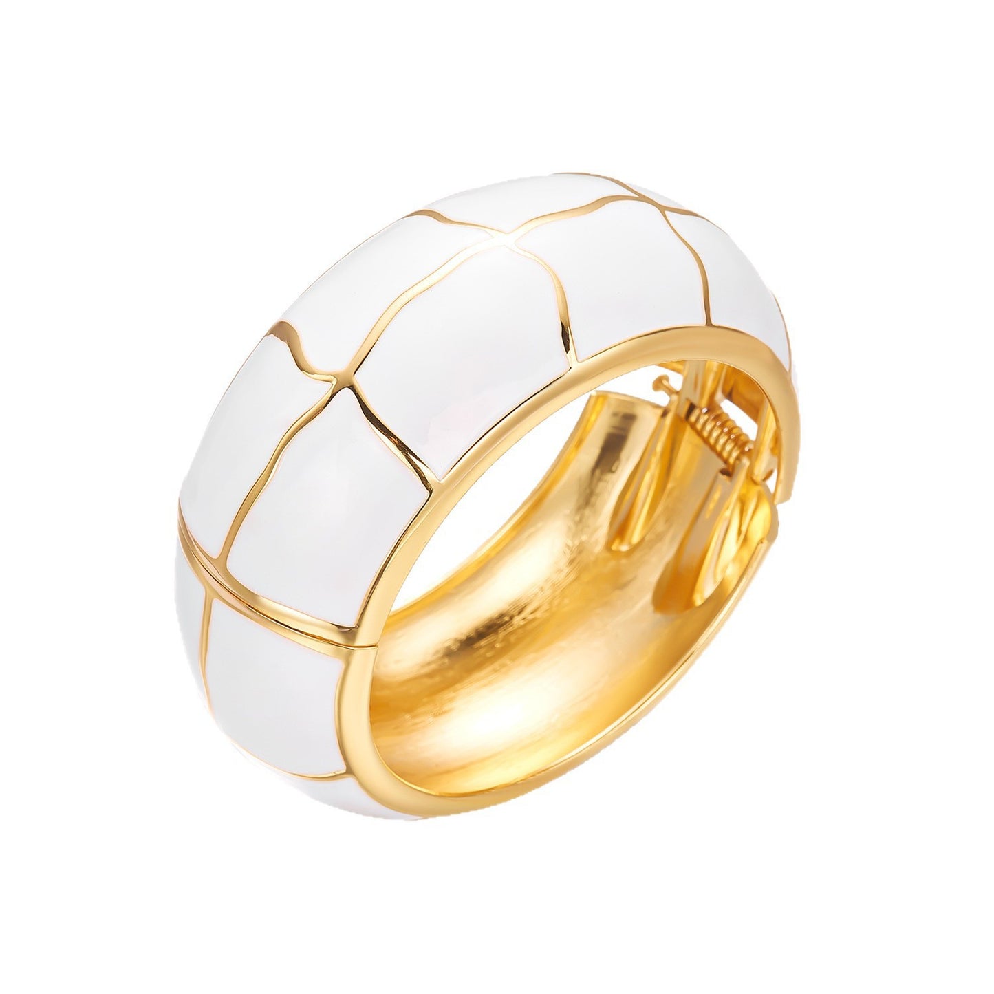 Vintage Exaggerated Enamel Plated Alloy Geometric Bamboo Chunky Spring Bracelet for Women