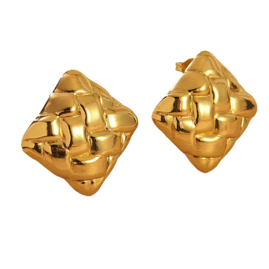 Elegant Minimalist Heart Geometric Stamped Stainless Steel Earrings for Women