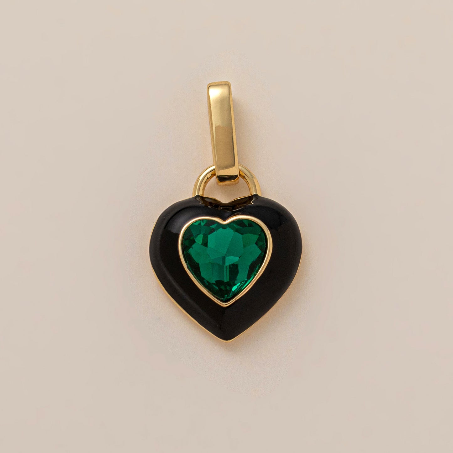 Vintage 18K Gold Plated Brass Heart Moon Charm Bar
