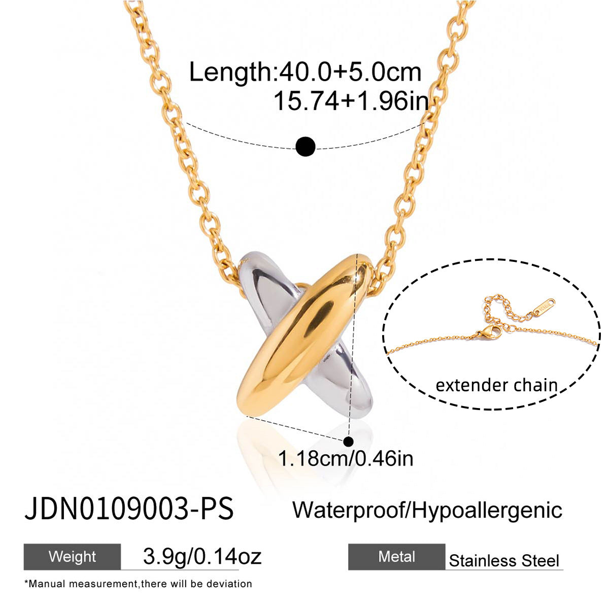 Set Collana con Pendente Geometrico Minimalista e Orecchini in Acciaio al Titanio con Finitura Placcata per Donna