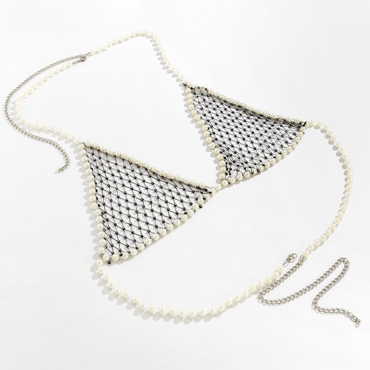 Minimalist Geometric Imitation Pearl Alloy Body Chain Set for Women